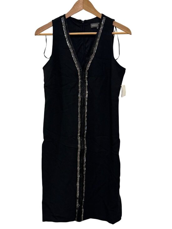Donna Ricco Dresses & Skirts - Donna Ricco DRESS Black Sleeveless Beaded Sheath Size 6 Polyester Blend
